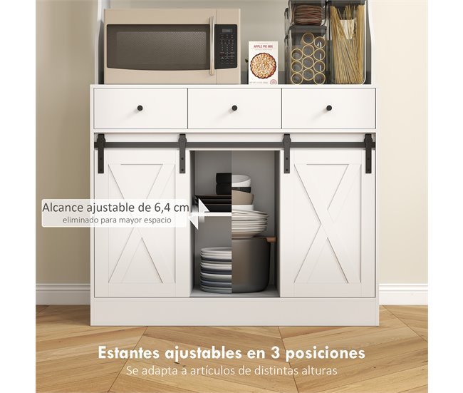 Alacena de Cocina Melamina de Madera HOMCOM, hogar - cocina Blanco
