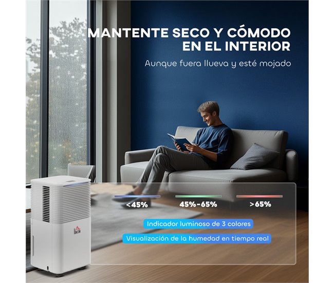 Deshumidificador ABS HOMCOM, hogar - climatización Blanco