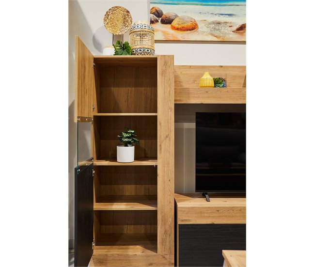 Compacto TV 265cm 3 puertas FERRARA Negro/ Madera