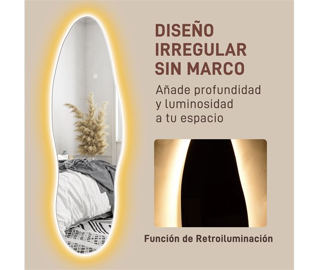 Espejo Cuerpo Entero Vidrio Templado HOMCOM, hogar - decoración Transparente