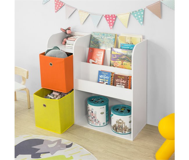Organizador de Juguetes con 2 Cajas KMB37-W SoBuy Blanco
