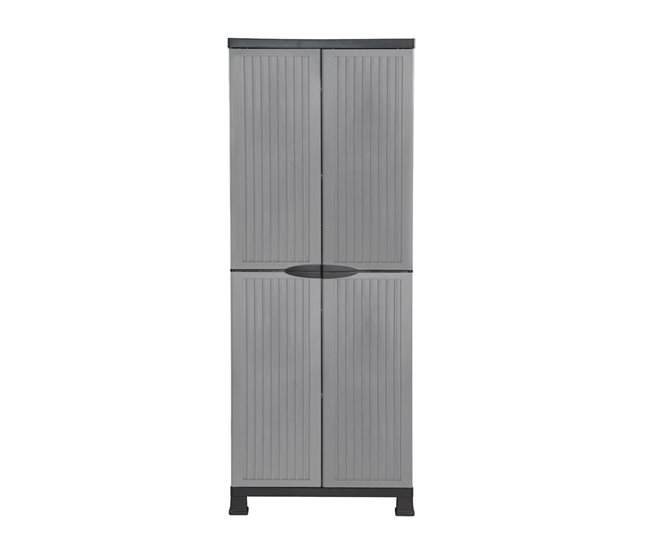 Armario de Resina Exterior con Escobero y 4 Baldas Thinia Home 68 Gris
