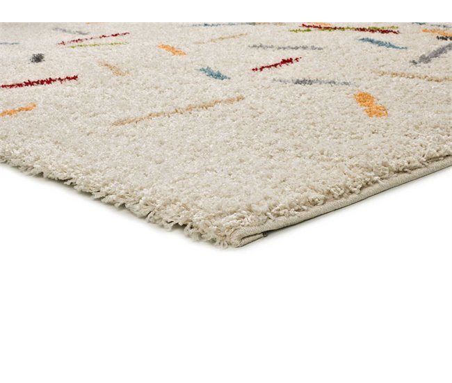 Alfombra shaggy geométrica BREMEN - ATTICGO 60x120 Blanco