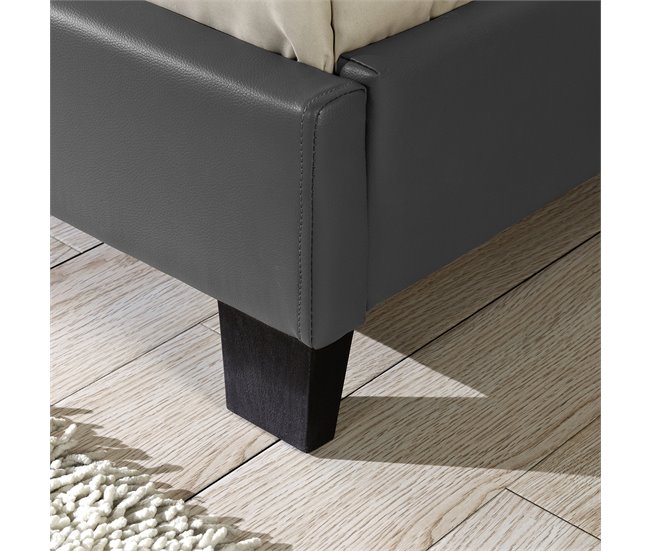 [Coruim] Cama de matrimonio Albacete tapizado en piel sintética 149x210 Blanco