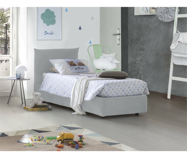 Cama individual en tela Blanco