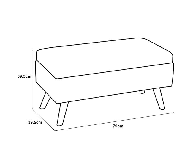 Banco Salford tapizado con almacenaje Salford 79x39 Gris Oscuro