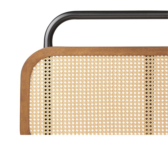 Beliani Cama con somier Madera de caucho BOUSSICOURT Marron