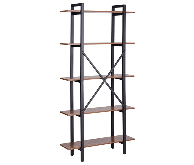 Estantería de 5 baldas LED de madera DARBY Marron