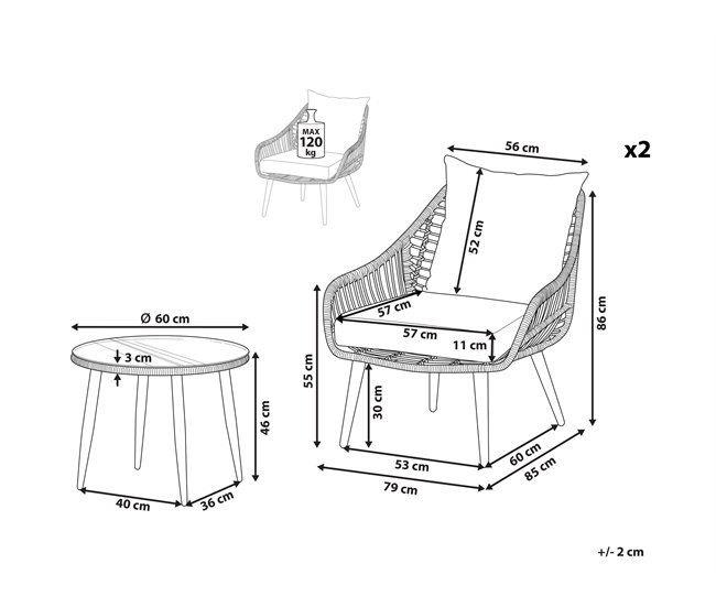 Beliani Conjunto bistro LAURETO Beige