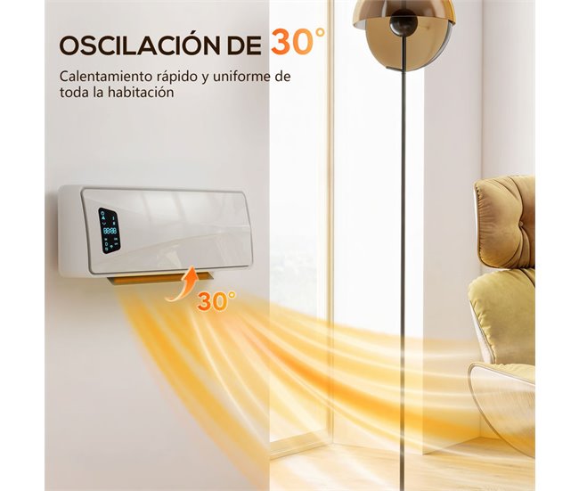 Calentador Eléctrico Pared ABS, PA HOMCOM, hogar - climatización Blanco