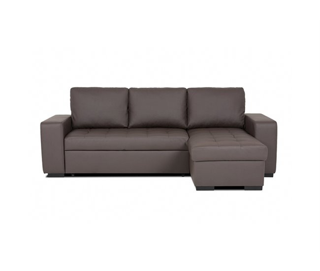 Chaise longue reversible piel sintética con cama HARRY Blanco