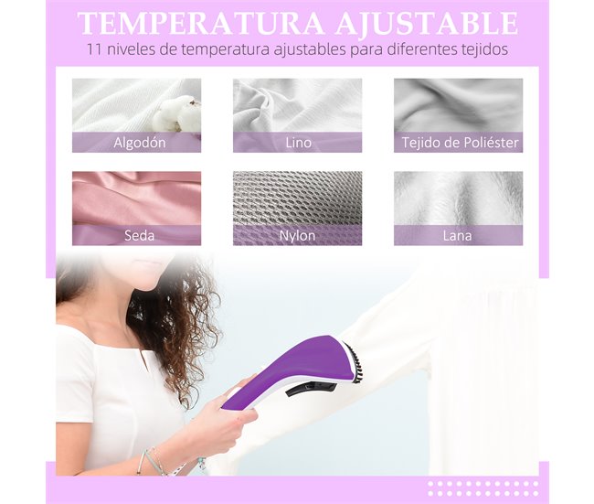 Plancha de Vapor ABS, PP HOMCOM Morado