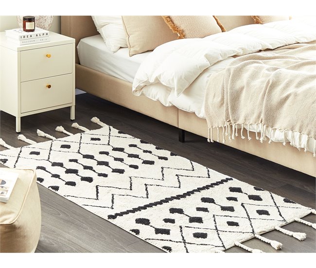 Beliani Alfombra de pelo corto KHEMISSET Blanco/ Beige