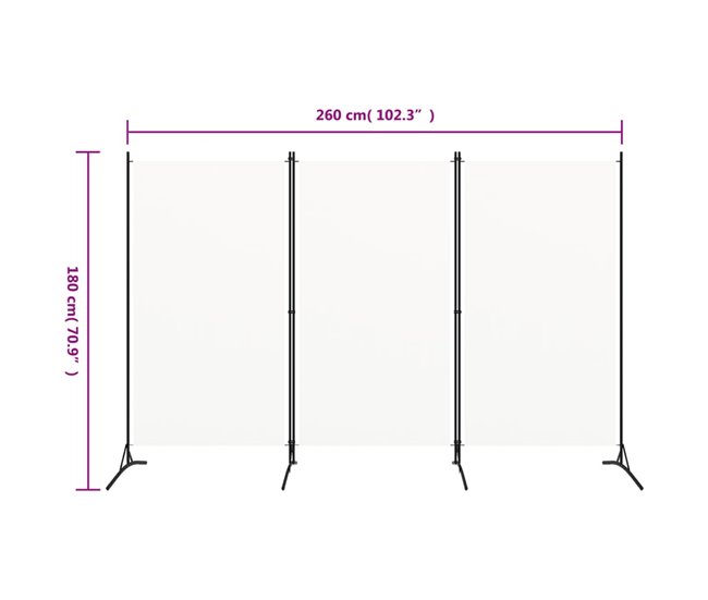 Biombo - Separador Divisor de 3 paneles Blanco