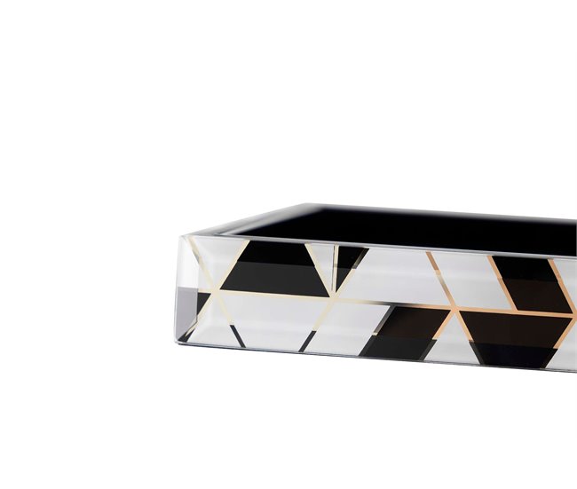 Bandeja Cristal Impresion Foil Blanco