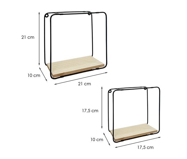 Acomoda Textil – Estantería para Pared de Madera. (2 Cubos) Madera Clara