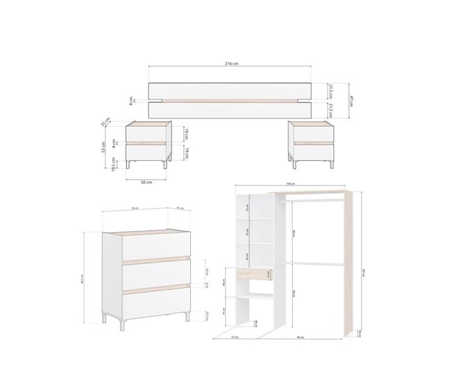Dormitorio Ezra 3C Plus V2 216x3 Roble