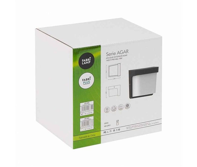 Aplique Exterior Policarbonato Serie Agar Gris