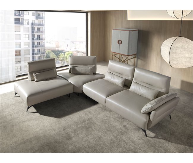 ANGEL CERDA Sofá chaise longue izquierda piel Arena