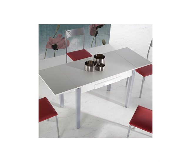 Mesa de Cocina Rectangular Extensible - Modelo SILANTA 60x100 Blanco