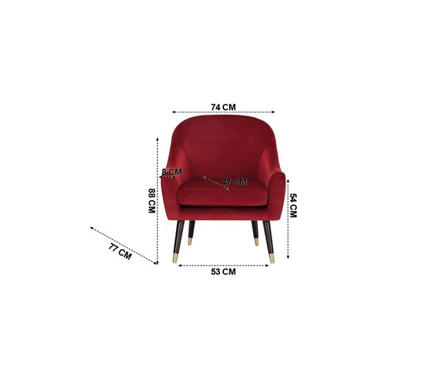Sillón Decorativo RETRO color rojo Rojo