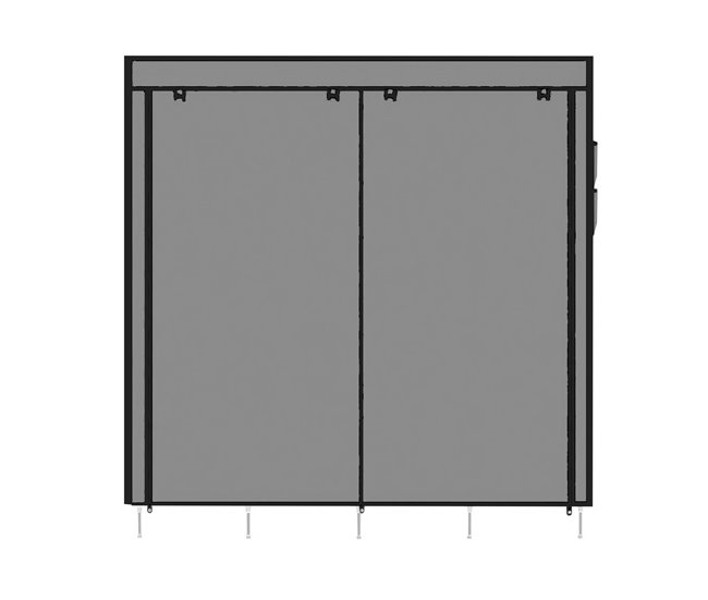 Armario Vestidor Tela Con Puertas Cremallera Nyana Home 167 Gris