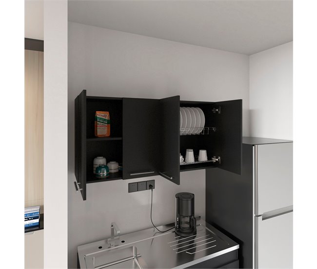 Mueble de pared para cocina Paris en melamina con 4 gabinetes Marron