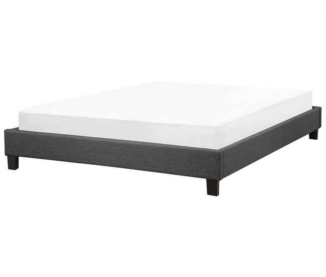 Beliani Cama con somier Poliéster ROANNE Gris