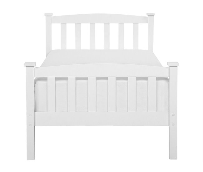 Beliani Cama con somier Madera de pino GIVERNY 99x208 Blanco