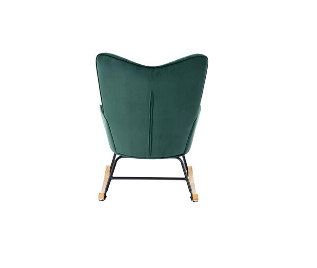 Mecedora escandinava de terciopelo con patas de madera clara Verde