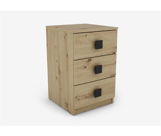 Mesita de noche SEATTLE 3 cajones Roble