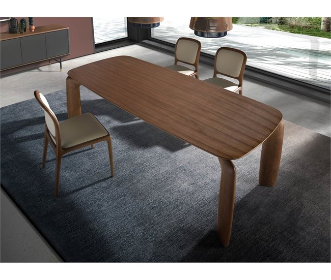 ANGEL CERDA Silla polipiel crema Nogal