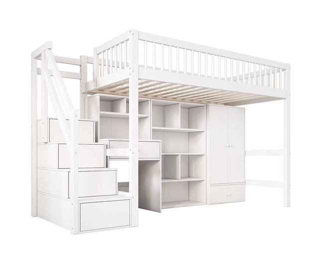 Cama alta para niños Blanco