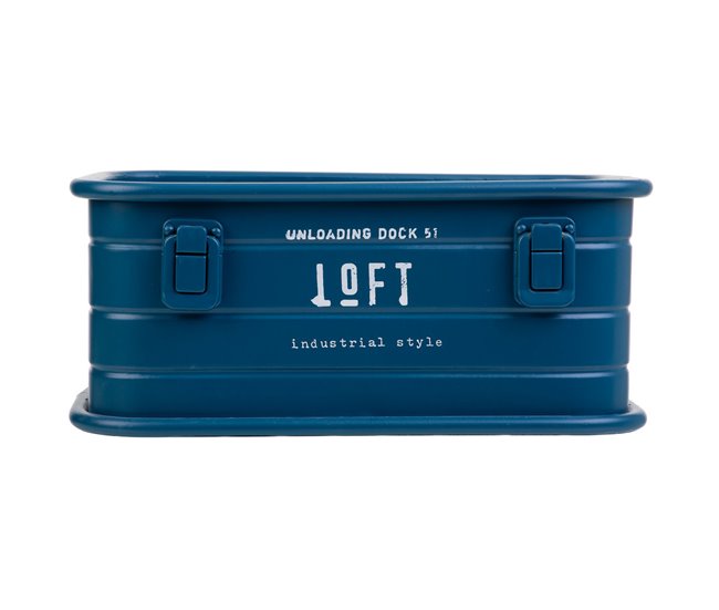 Cesto rectangular de metal impreso Azul