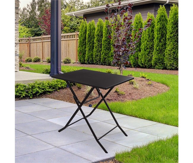 Mesa cuadrada plegable jardín Aktive Negro