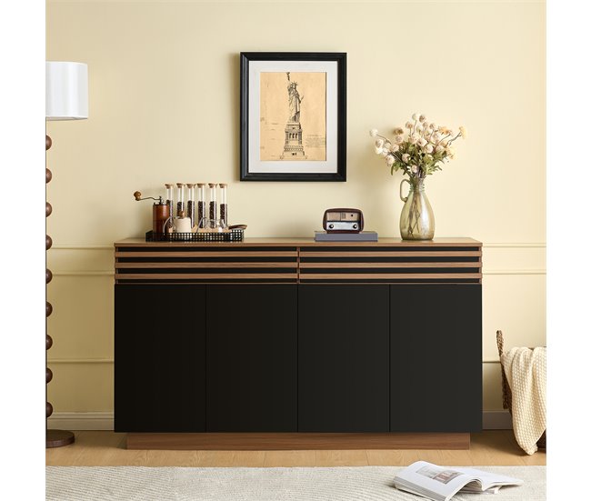 Aparador con 4 puertas y 2 cajónes Negro