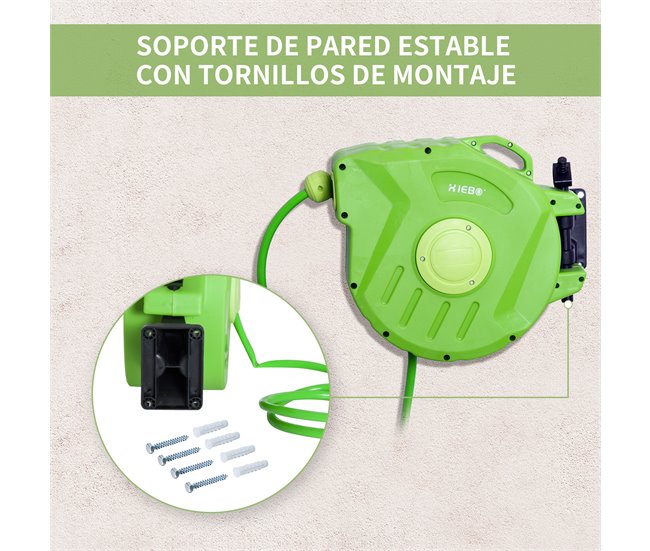Carrete para Manguera PP, PVC Outsunny Verde