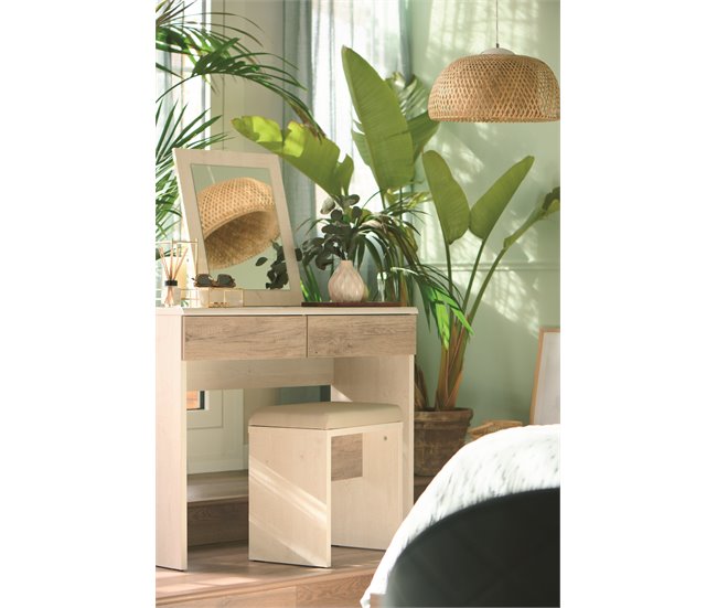 Tocador VERONA con 2 cajones, espejo y asiento Blanco