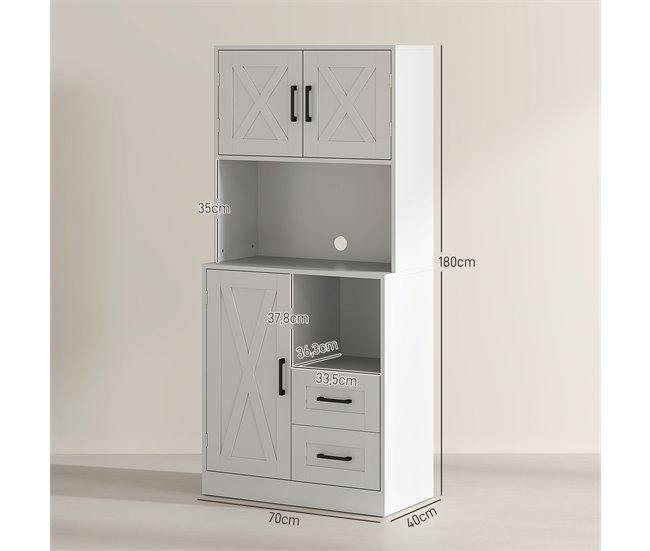 Alacena de Cocina Melamina de Madera HOMCOM, hogar - cocina Blanco