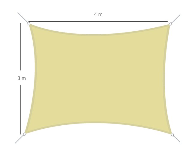 Toldo de Vela Rectangular Poliéster Outsunny 300x400 Mostaza