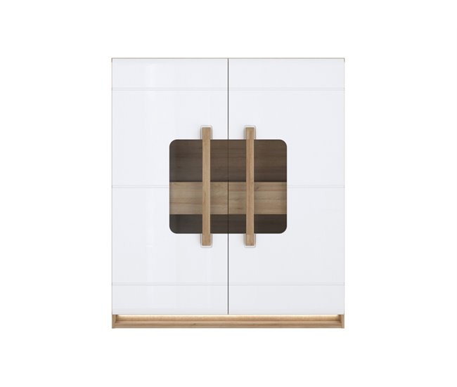 Vitrina 2 puertas 2 cajones MONTREAL Blanco Brillo