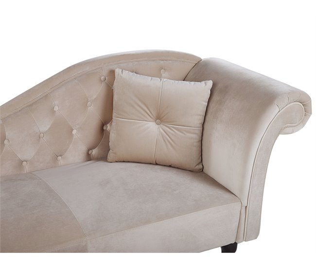 Beliani Chaise longue derecho Terciopelo LATTES Beige
