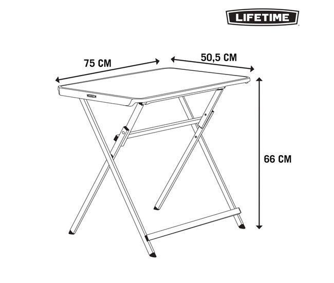 Mesa personal plegable rectangular 75x50,5x66 cm LIFETIME Negro