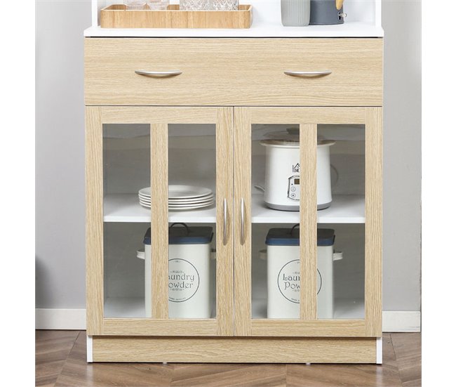 Alacena de Cocina Melamina de Madera HOMCOM, hogar - cocina Blanco/ Madera