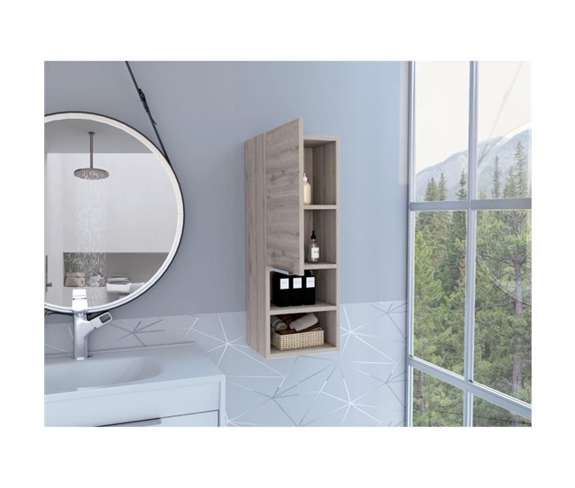 Armario de Pared baño Mila, con estantes Gris