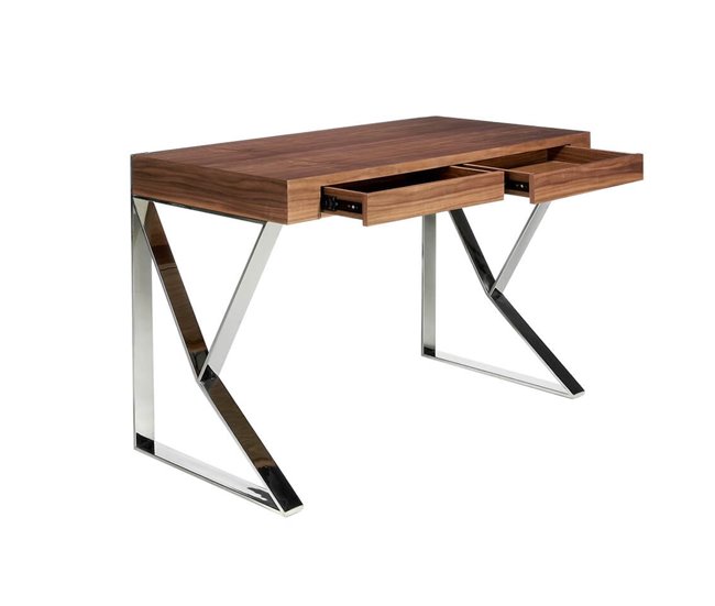 ANGEL CERDA Escritorio nogal y acero cromado Nogal