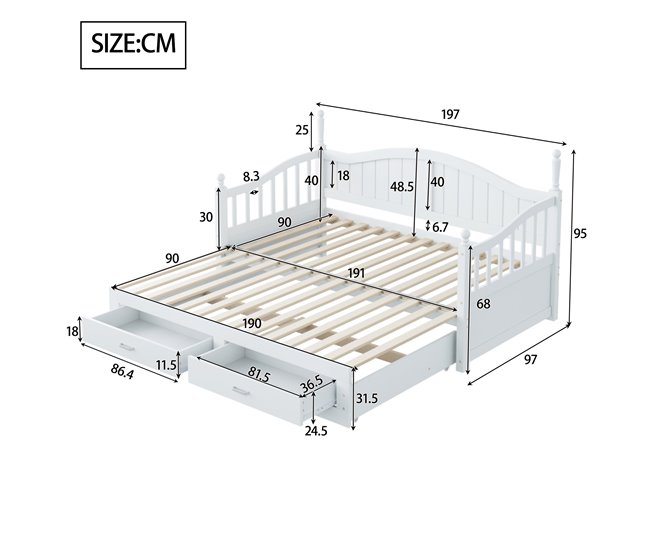 Camas nido 97x197 Blanco