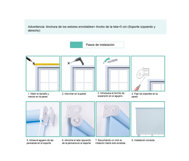 Acomoda Textil - Estor Translucido Liso de Fácil Instalación. 