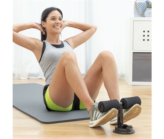 Barra de Sujeción para Abdominales con Ventosa y Guía de Ejercicios Negro