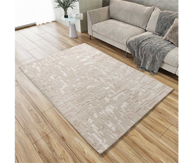 Alfombra abstracta con relieve BARESA - ATTICGO 200x290 Blanco/ Beige